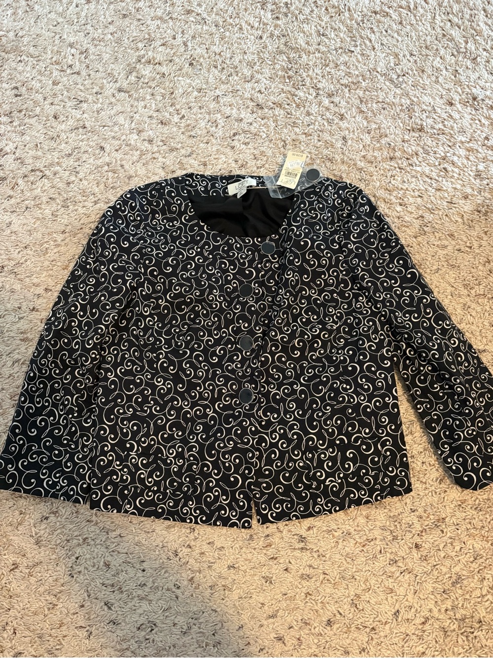Ann Taylor LOFT Petites 2P Scroll Print Black & White Career Blazer NWT Workwear